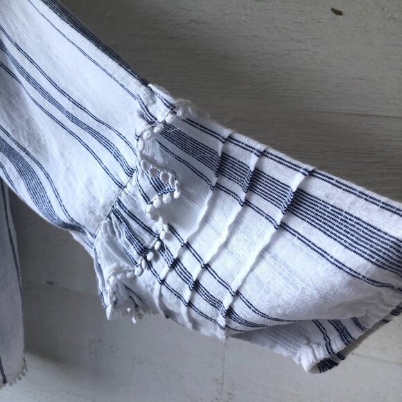 Ella Moss Size L Boho Peasant Style Rylee Lace Up Blouse - Picture 3 of 16